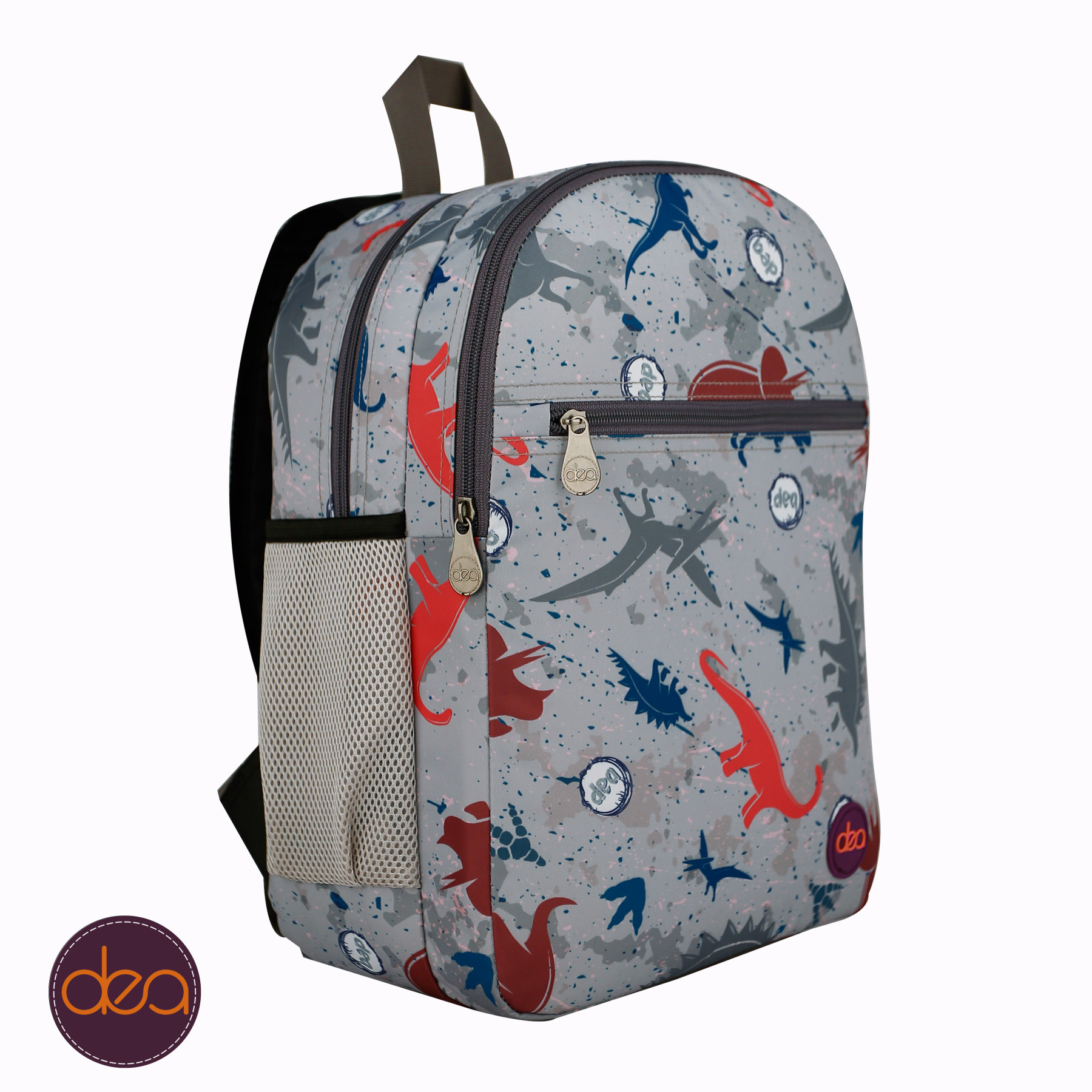 Grey Dino dea-jungle School Bag